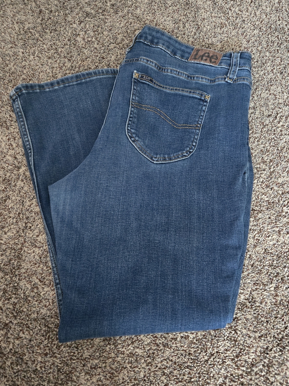 Lee 18P Petite Straight Leg Stretch Jeans Blue Denim 27" Inseam